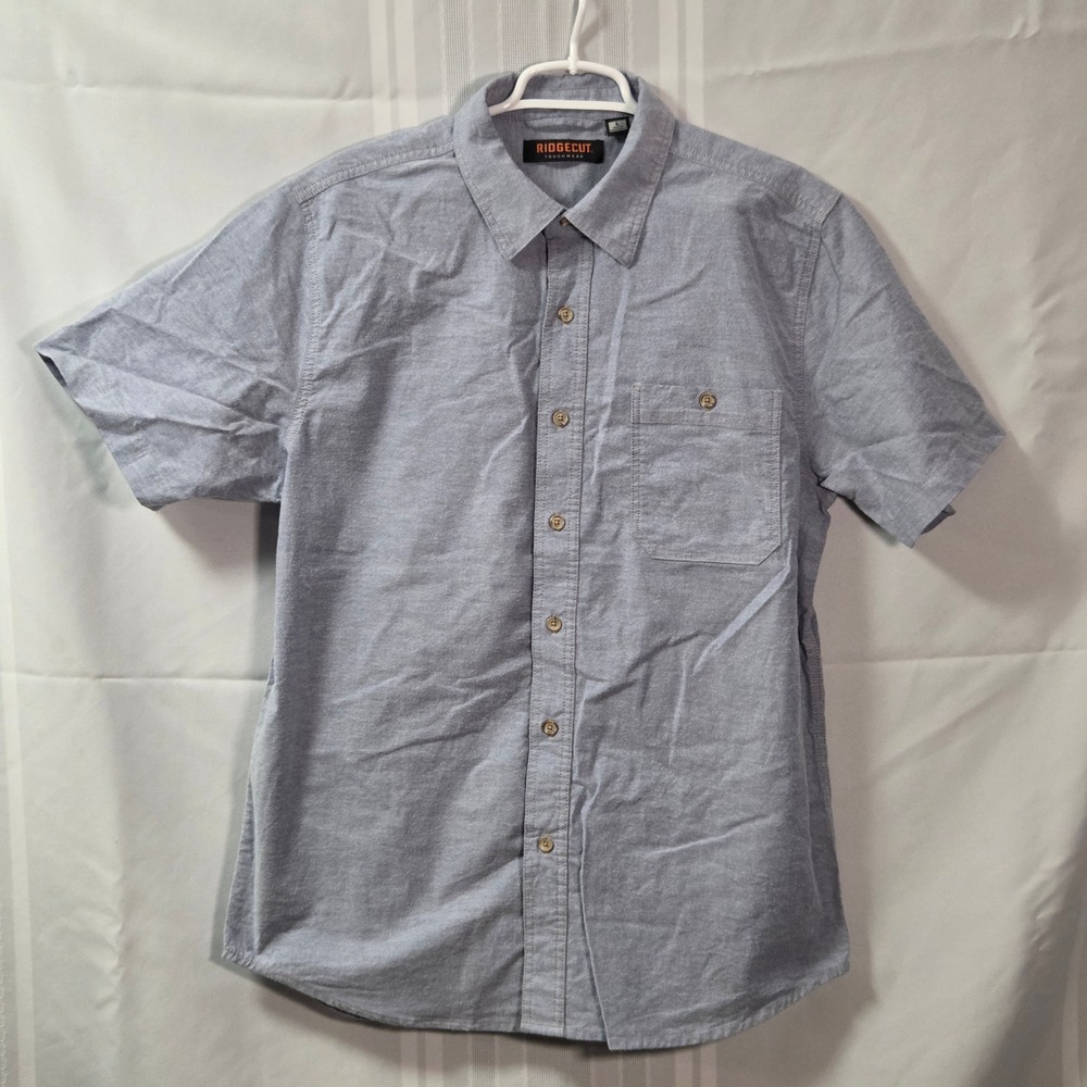 Ridgecut Button Down Shirt Mens Large Blue Short Sleeve Toughwear SMW25-1140